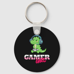 Alligator Gamer Girl Gaming  Keychain