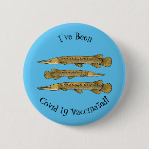 Alligator garfish cartoon illustration 2 inch round button