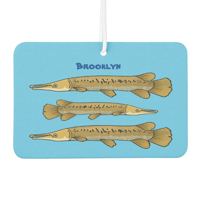 Alligator garfish cartoon illustration air freshener (Front)