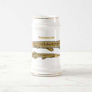 Alligator garfish cartoon illustration beer stein