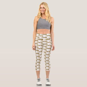 Alligator garfish cartoon illustration capri leggings