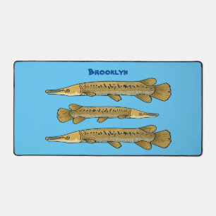 Alligator garfish cartoon illustration desk mat