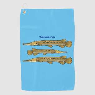 Alligator garfish cartoon illustration  golf towel