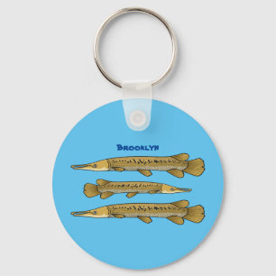 Alligator garfish cartoon illustration keychain