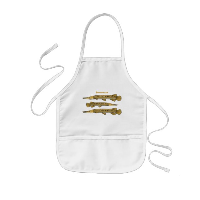 Alligator garfish cartoon illustration kids apron (Front)