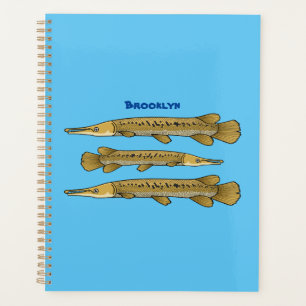 Alligator garfish cartoon illustration  planner