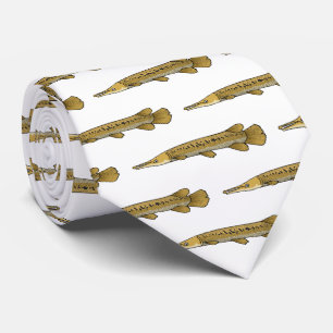 Alligator garfish cartoon illustration tie