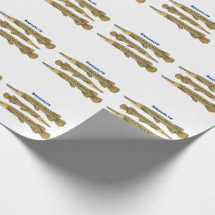 Alligator garfish cartoon illustration wrapping paper