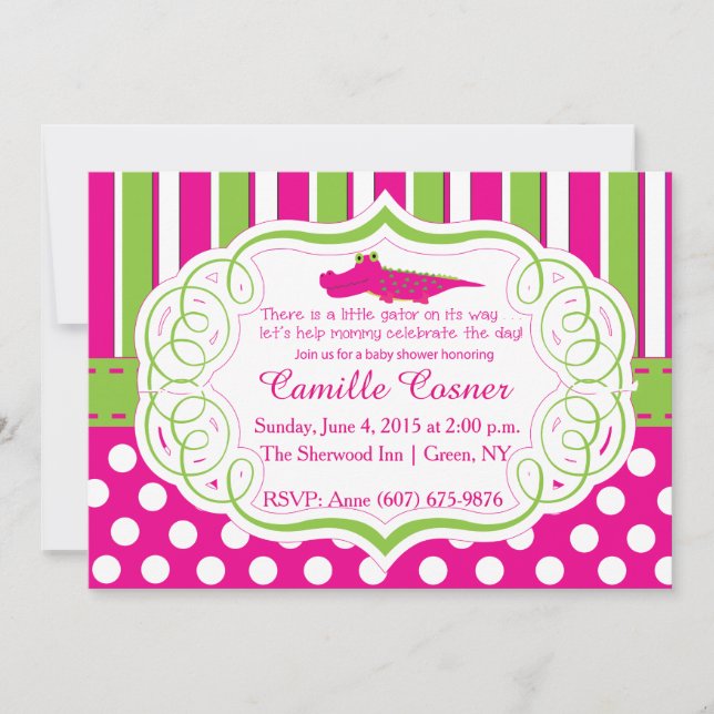 ALLIGATOR GIRL BABY SHOWER INVITE (Front)