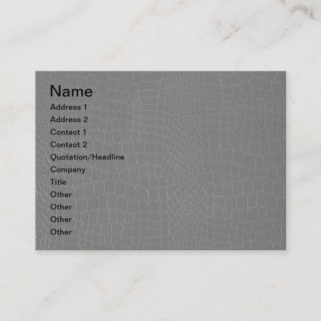 Alligator Grey Reptile  Print Business Card (Front)