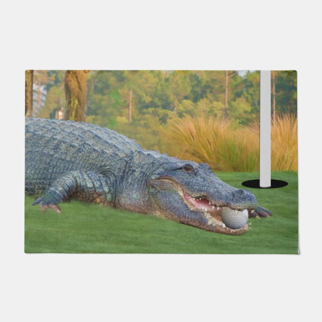 Alligator, Hazardous Lie on Golf Course Doormat (Front)