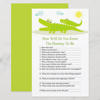 Alligator how well do you know baby shower game