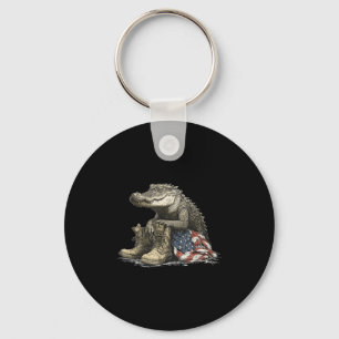 Alligator In Battlefield Costume  Keychain
