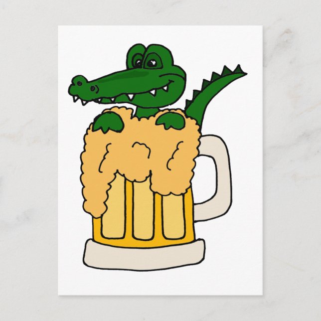 Alligator in Beer Mug Postcard (Front)
