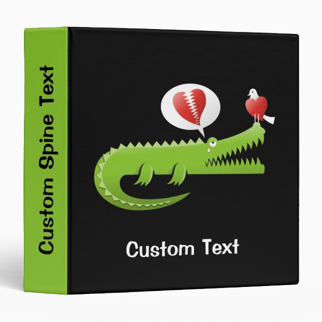 Alligator in Love 3 Ring Binder (Front/Spine)