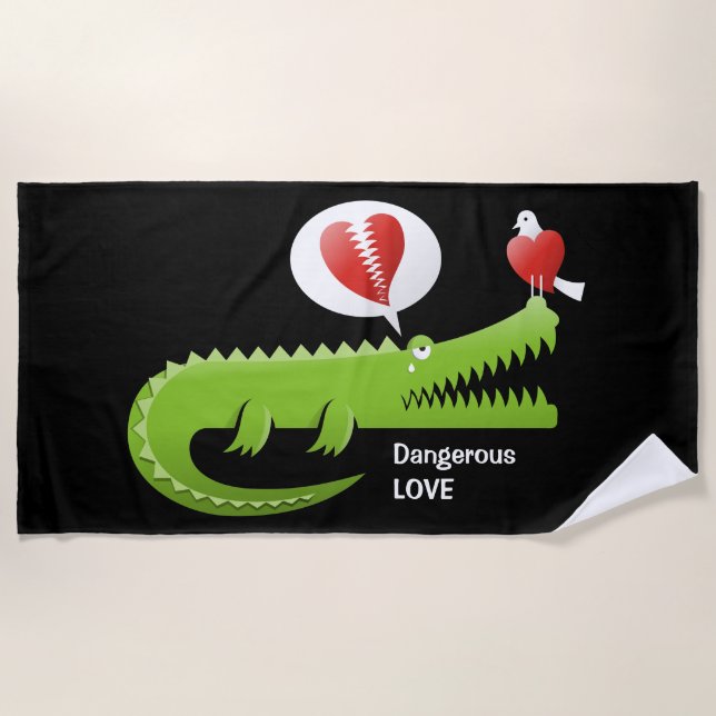 Alligator in Love Beach Towel (Front)