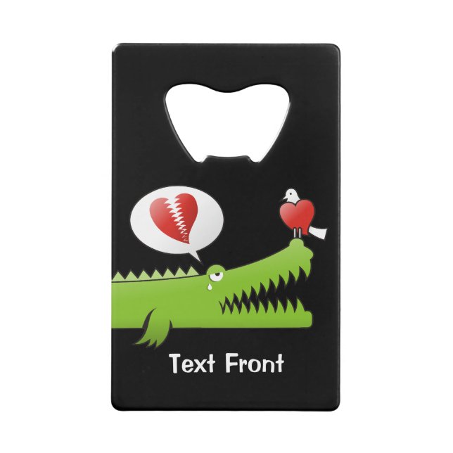 Alligator in Love Credit Card Bottle Opener (Front)