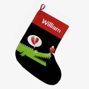 Alligator in Love Large Christmas Stocking