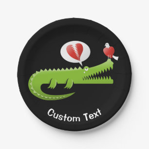 Alligator in Love Paper Plate