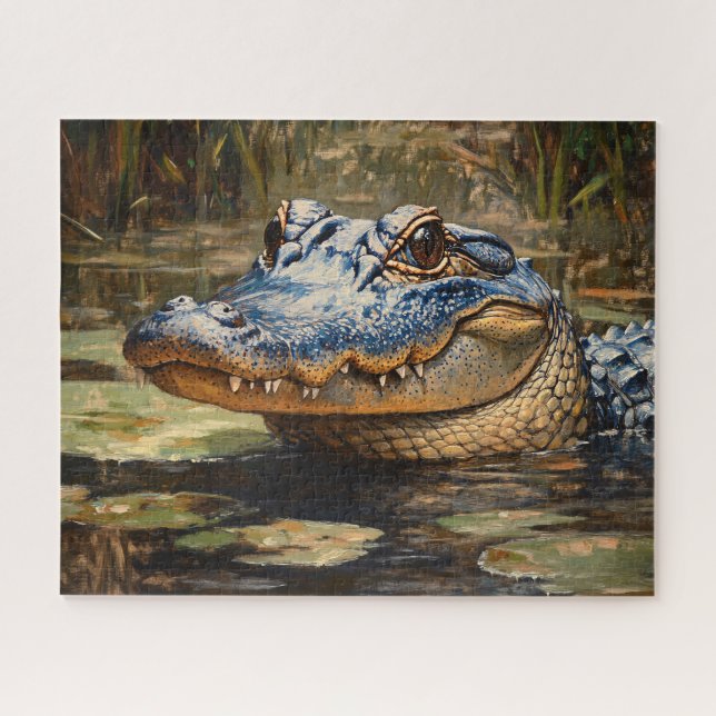 Alligator in the Everglades Wildlife Art Jigsaw Puzzle (Horizontal)