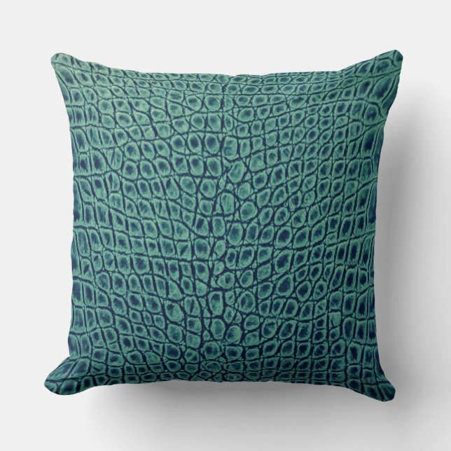 ALLIGATOR LEATHER AQUAMARINE THROW PILLOW (Front)