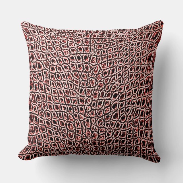 ALLIGATOR LEATHER BURGUNDY THROW PILLOW (Front)