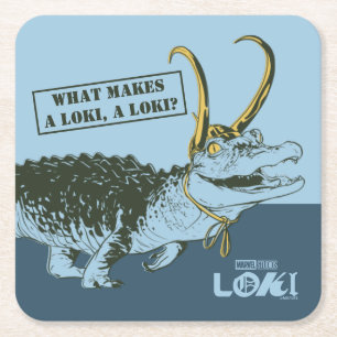 Alligator Loki Illustration Square Paper Coaster