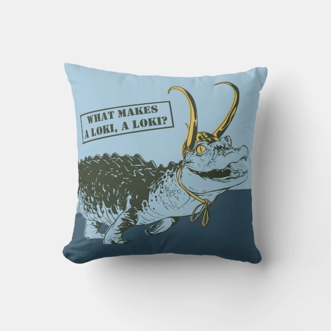 Alligator Loki Illustration Throw Pillow (Front)