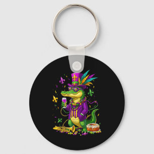 Alligator Mardi Gras Beads Jester Keychain