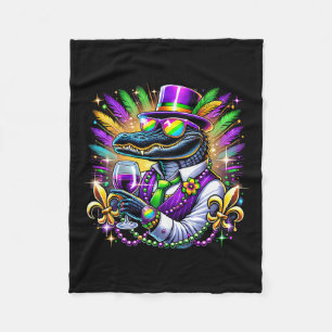 Alligator Mardi Gras Carnival Party Outfit For Men Fleece Blanket