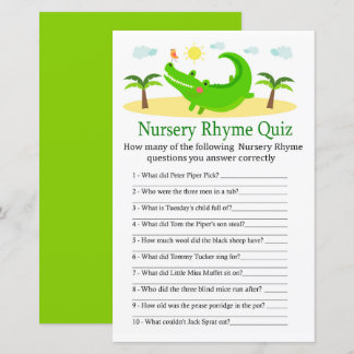 Alligator Nursery Rhyme Quiz baby shower game