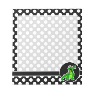 Alligator on Black and White Polka Dots Notepad