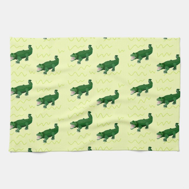 Alligator on yellow kitchen towel (Horizontal)