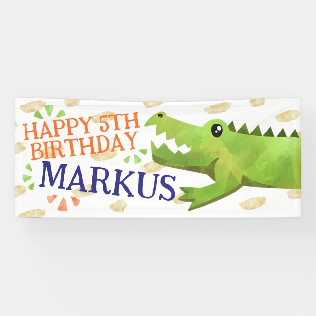 Alligator or Crocodile Birthday Party Banner (Horizontal)