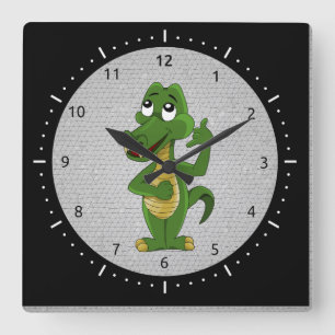 Alligator or crocodile cartoon clock