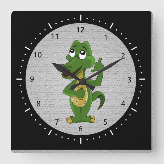 Alligator or crocodile cartoon clock (Front)