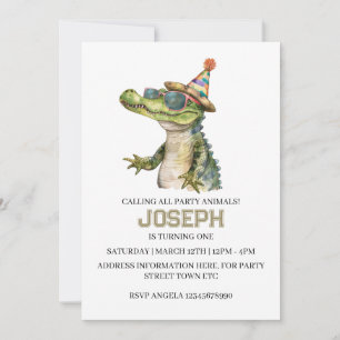 Alligator Party Invitation Invite pool party