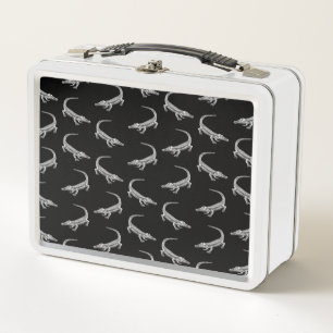 Alligator Pattern Vintage Art Alligators Design Metal Lunch Box