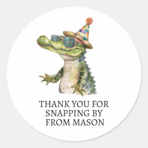Alligator personalised party stickers Thank you
