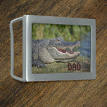 Alligator Photographic Wildlife Monogrammed Belt Buckle<br><div class="desc">The American Alligator from The Florida Everglades up close and personal.  Personalize him with your man's initials.  Great for birthdays,  graduations and Father's day,  this grinning gator is smiling with a sharp toothed smile. This is original wildlife photography by JLW_PHOTOGRAPHY.</div>