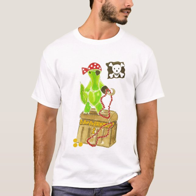 Alligator Pirate Treasure Chest T-Shirt (Front)