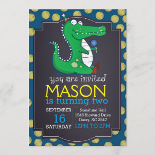 Alligator Polka Dot Invitation