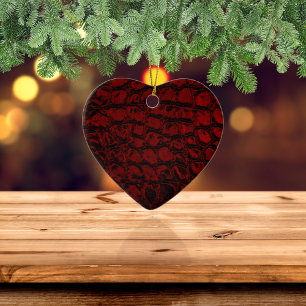 Alligator Red Faux Leather Ceramic Ornament