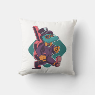 Alligator Rockstar Crocodile Guitarist Music Throw Pillow