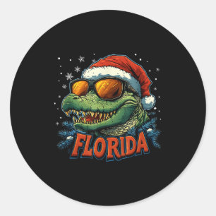 Alligator Santa Funny Florida Holiday Christmas Xm Classic Round Sticker