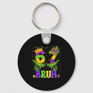 Alligator Six Seven Bruh 6 7 Meme Mardi Gras Carni Keychain