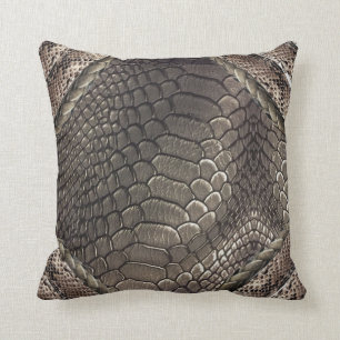 Alligator skin print , and snakeskin print throw pillow