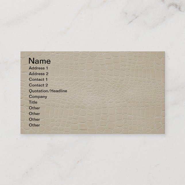 Alligator Skin Print Beige Business Card (Front)