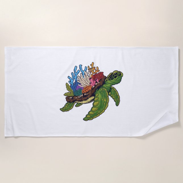 Alligator Snapping Red-Eared Slider Tortoise Beach Towel (Front)