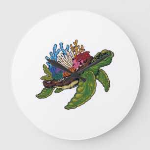 Alligator Snapping Red-Eared Slider Tortoise Large Clock